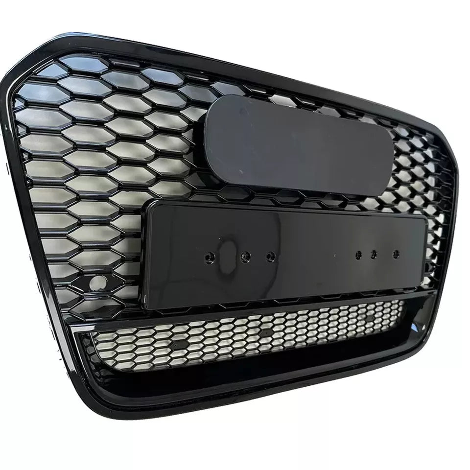AUDI A6 S6 C7 4G FRONT GRILLE GRILL W/PDC GLOSS BLACK HONEYCOMB RS6 LOOK 11-15