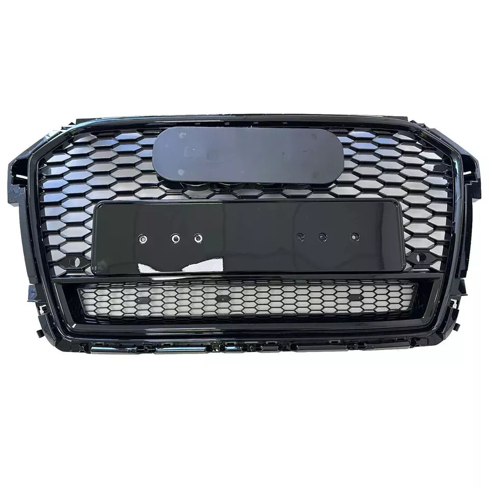 FOR AUDI A1 S1 8X RS1 STYLE HONEYCOMB MESH FRONT GRILLE GLOSS BLACK 2015-2018