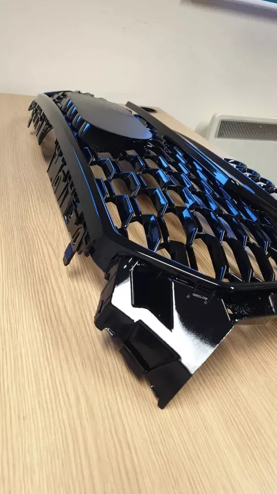 GLOSS BLACK HONEYCOMB RADIATOR BUMPER GRILLE  FOR AUDI A5 S5 F5 RS STYLE 2016-20