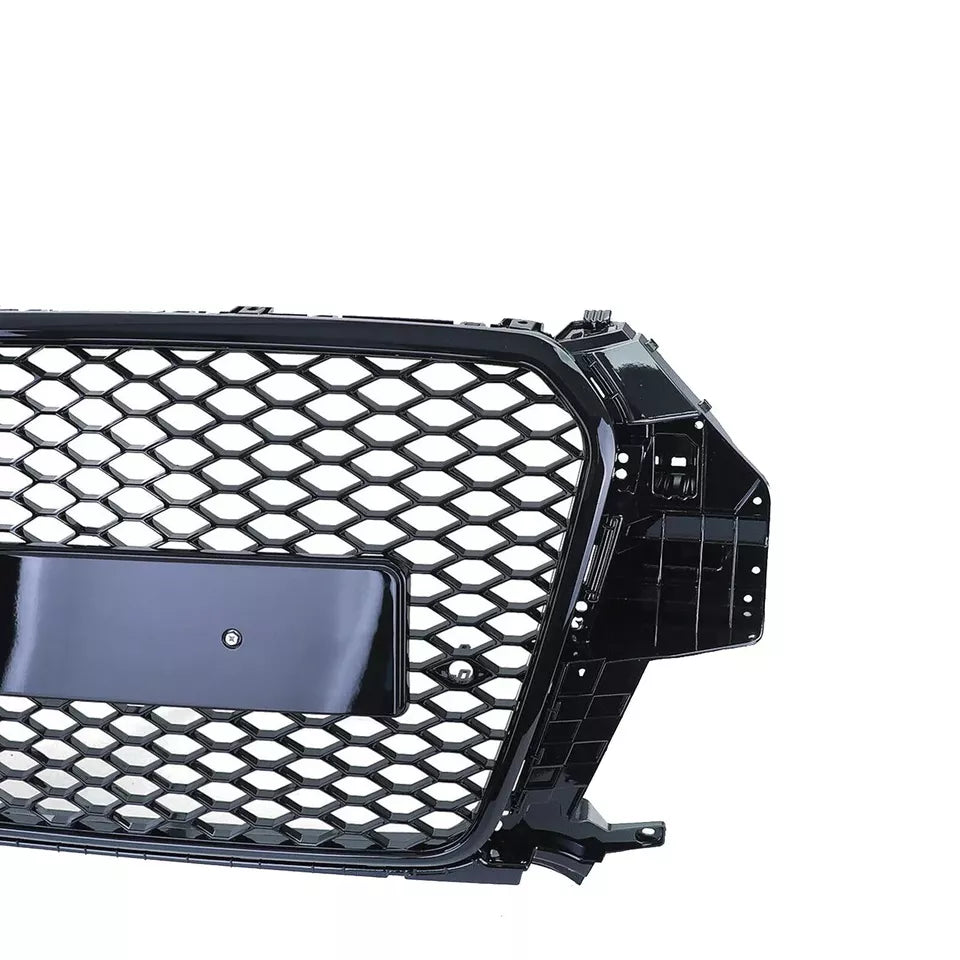 FOR AUDI Q3 8U 2011-2015 RS STYLE GRILLE GLOSS BLACK HONEYCOMB RADIATOR BUMPER