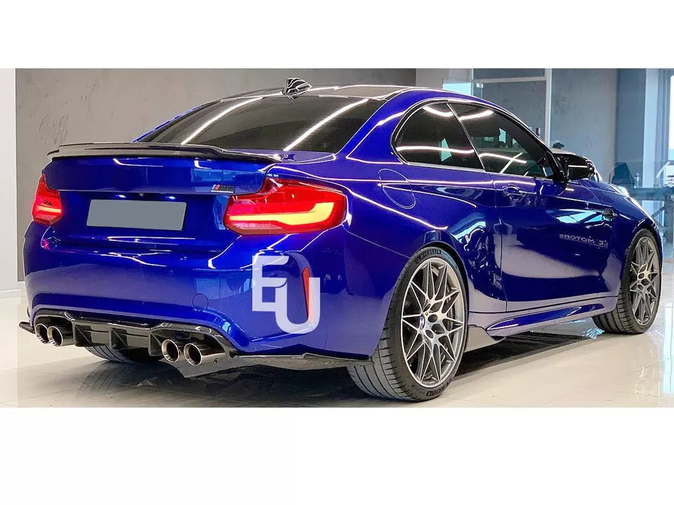 FOR BMW M2 F87 GLOSS BLACK REAR DIFFUSER SPLITTER VALANCE 3PC MTC STYLE 2015+