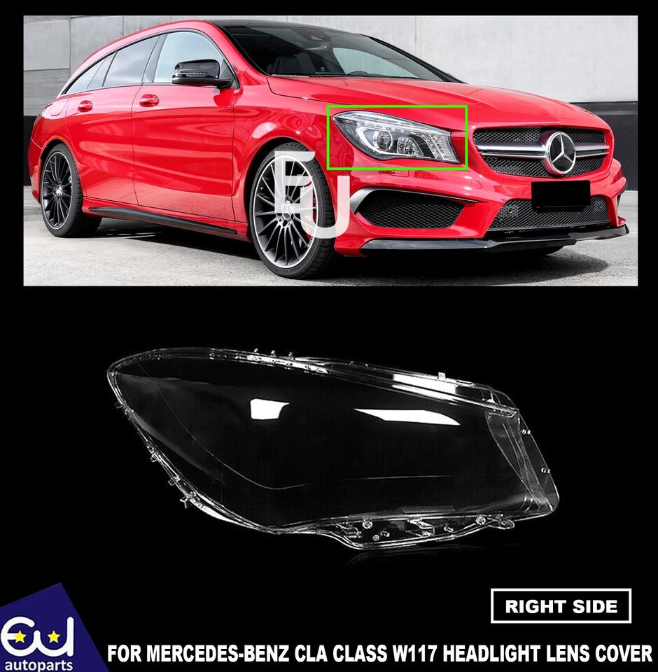 FOR MERCEDES CLA W117 14-16 HEADLIGHT GLASS LENS COVER RIGHT DRIVER SIDE +MANUAL