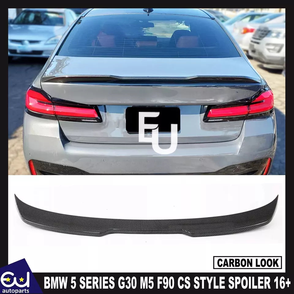 REAR TRUNK BOOT SPOILER LIP CS STYLE FOR BMW 5 SERIES G30 M5 F90 16+ CARBON LOOK