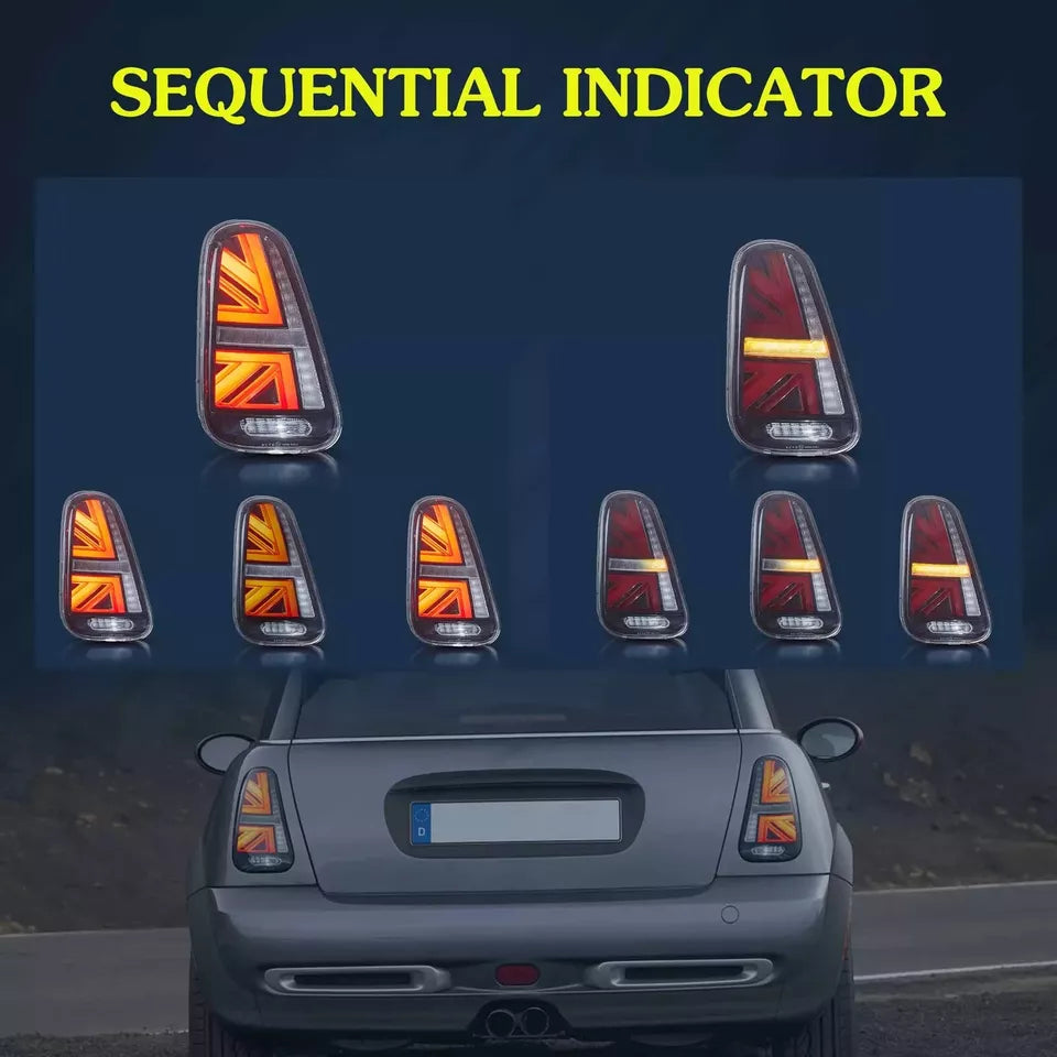 FOR MINI COOPER S R50 R52 R53 UNION JACK TAIL LIGHTS LAMP W/ANIMATION 2001-2006
