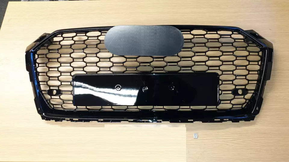 GLOSS BLACK HONEYCOMB RADIATOR BUMPER GRILLE  FOR AUDI A5 S5 F5 RS STYLE 2016-20