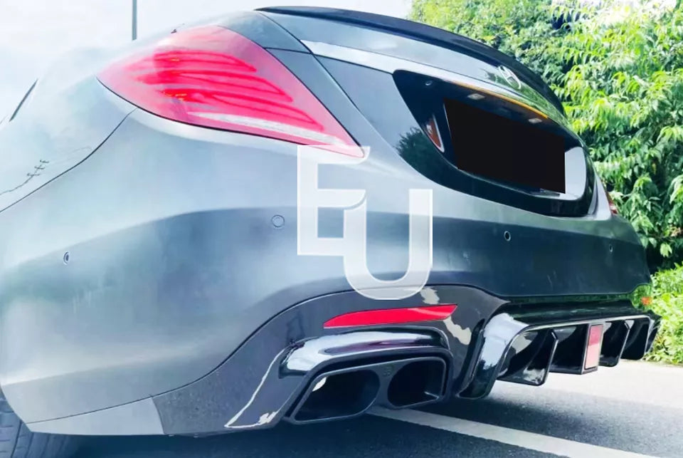 FOR MERCEDES S CLASS W222 S63 B STYLE AMG REAR DIFFUSER TAILPIPE 2017+ FACELIFT