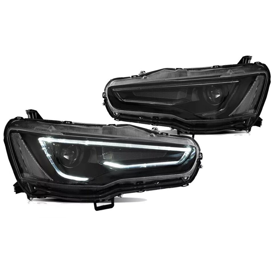 LED HEAD LIGHT LAMP FOR MITSUBISHI LANCER EVO X FULL BLACK LEFT+RIGHT 2008-2020