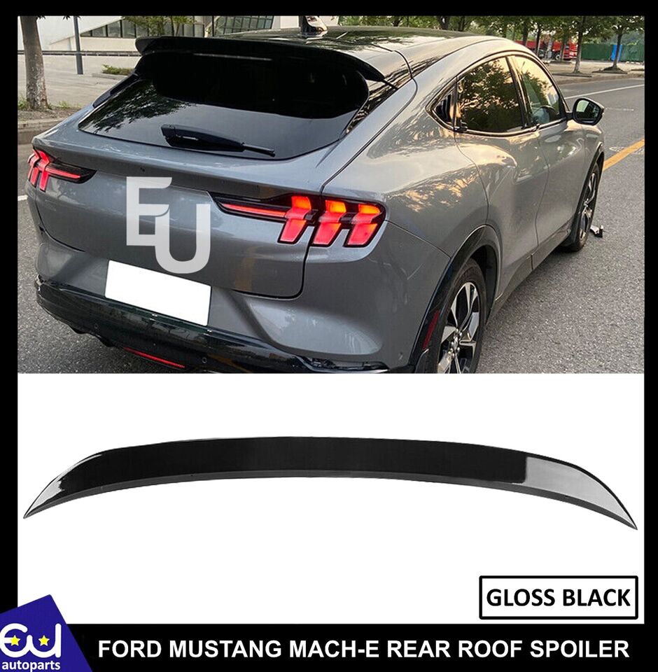 FOR FORD MUSTANG MACH-E REAR ROOF SPOILER TRUNK WING TRIM V-SHAPE GLOSS 2020+
