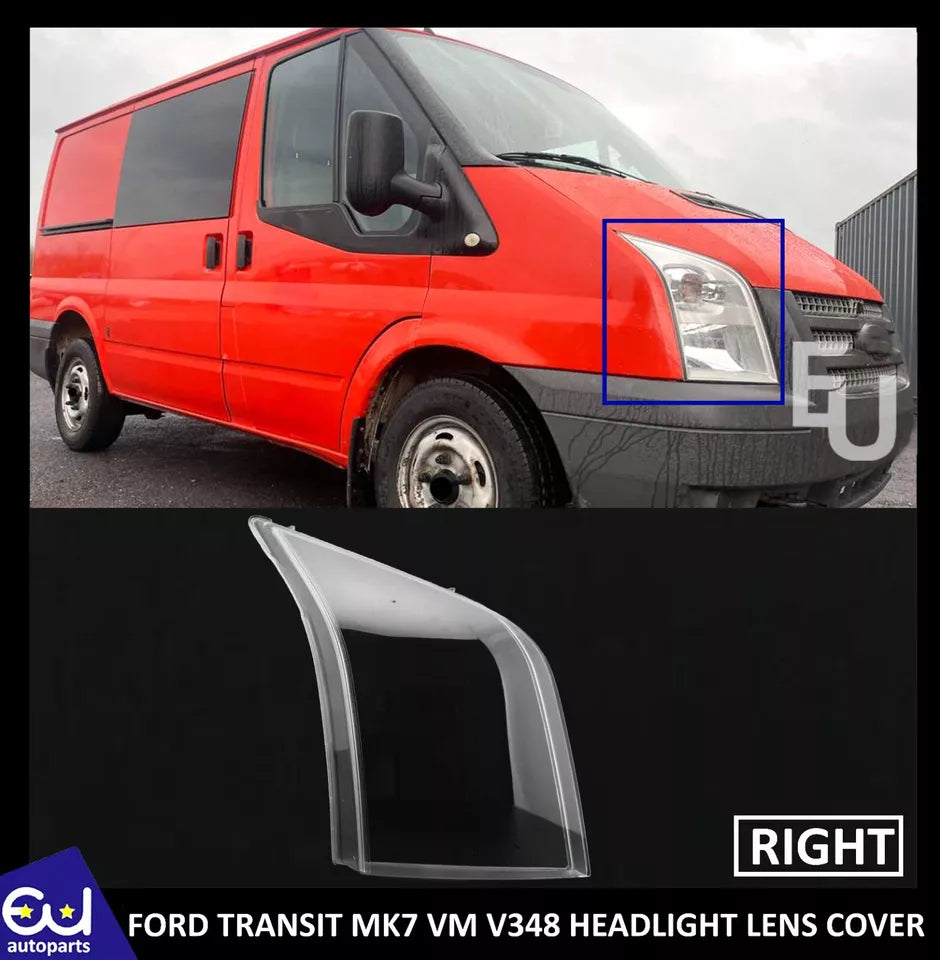 RIGHT CLEAR HEADLIGHT LENS LAMPSHADE COVER SHELL FOR FORD TRANSIT MK7 VM 06-14