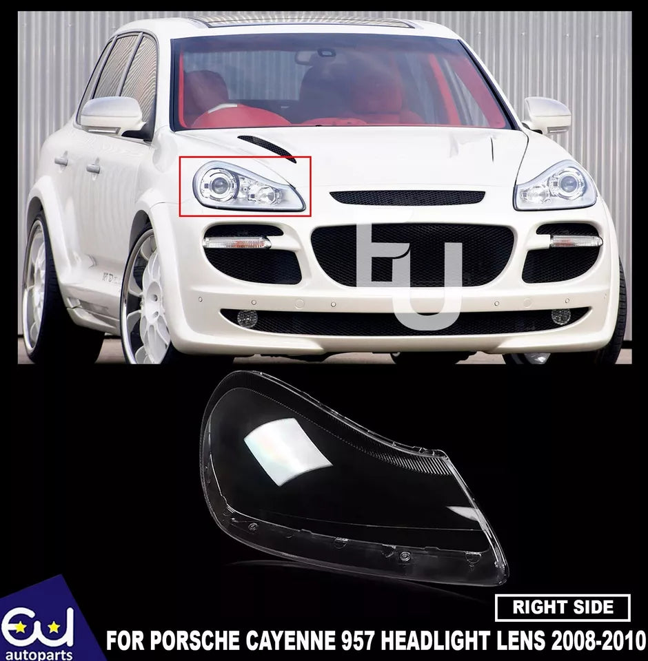 RIGHT DRIVER SIDE HEADLIGHT LAMP LENS COVER FOR PORSCHE CAYENNE 957 9PA 08-10