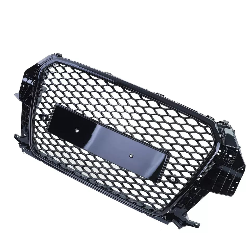 FOR AUDI Q3 8U 2011-2015 RS STYLE GRILLE GLOSS BLACK HONEYCOMB RADIATOR BUMPER