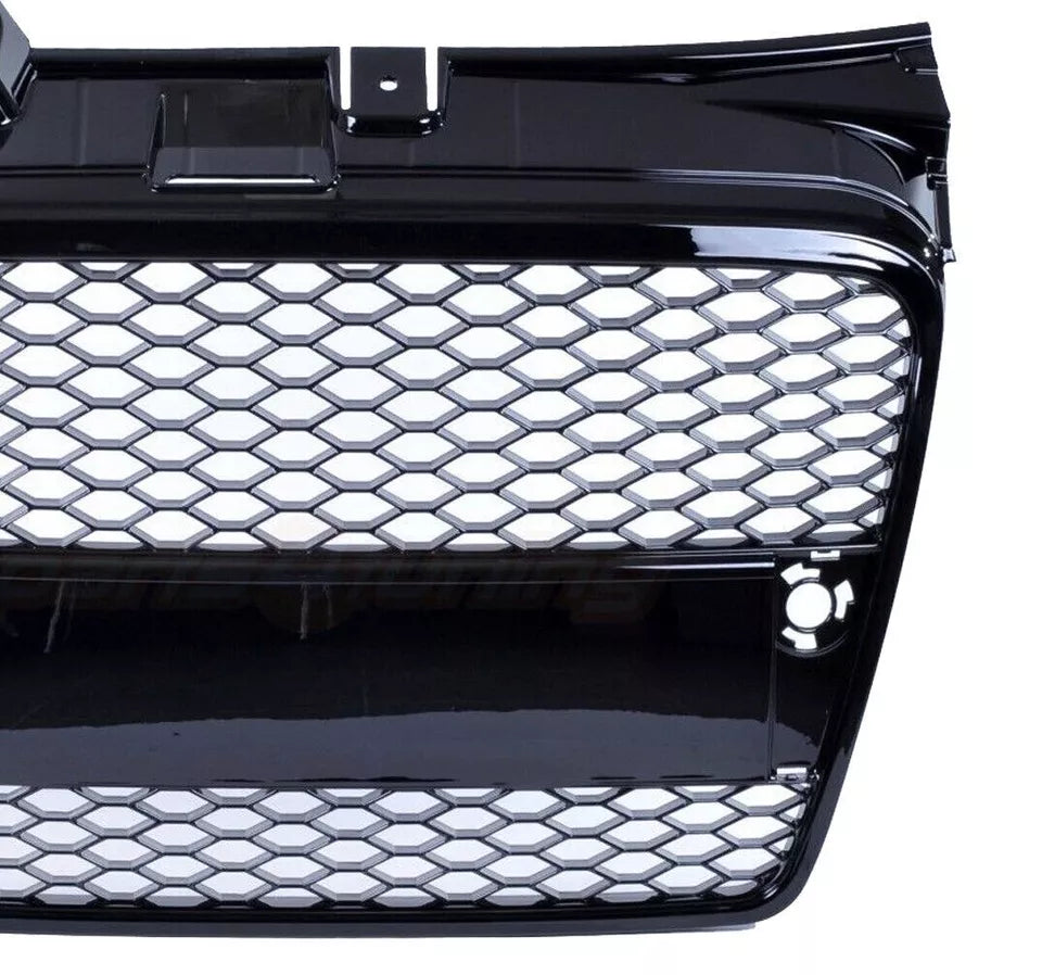 FOR AUDI A4 B7 04-07 RS RS4 STYLE GLOSS BLACK HONEYCOMB RADIATOR BUMPER GRILLE