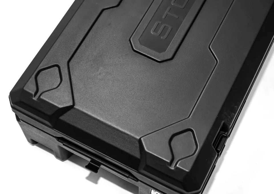 90 LITRE UNIVERSAL TOOL STORAGE CARGO BOX WITH BRAKETS ROOF RAILS RACK 127 CM