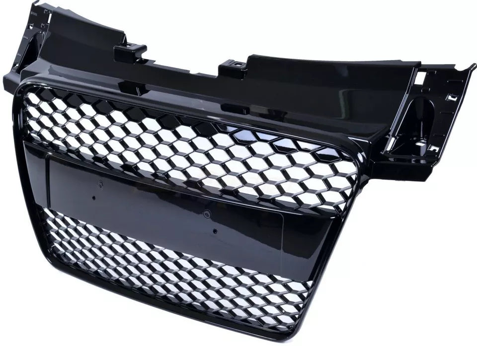 FOR AUDI TT 8J 2006-2014 RS STYLE GLOSS BLACK HONEYCOMB RADIATOR BUMPER GRILLE