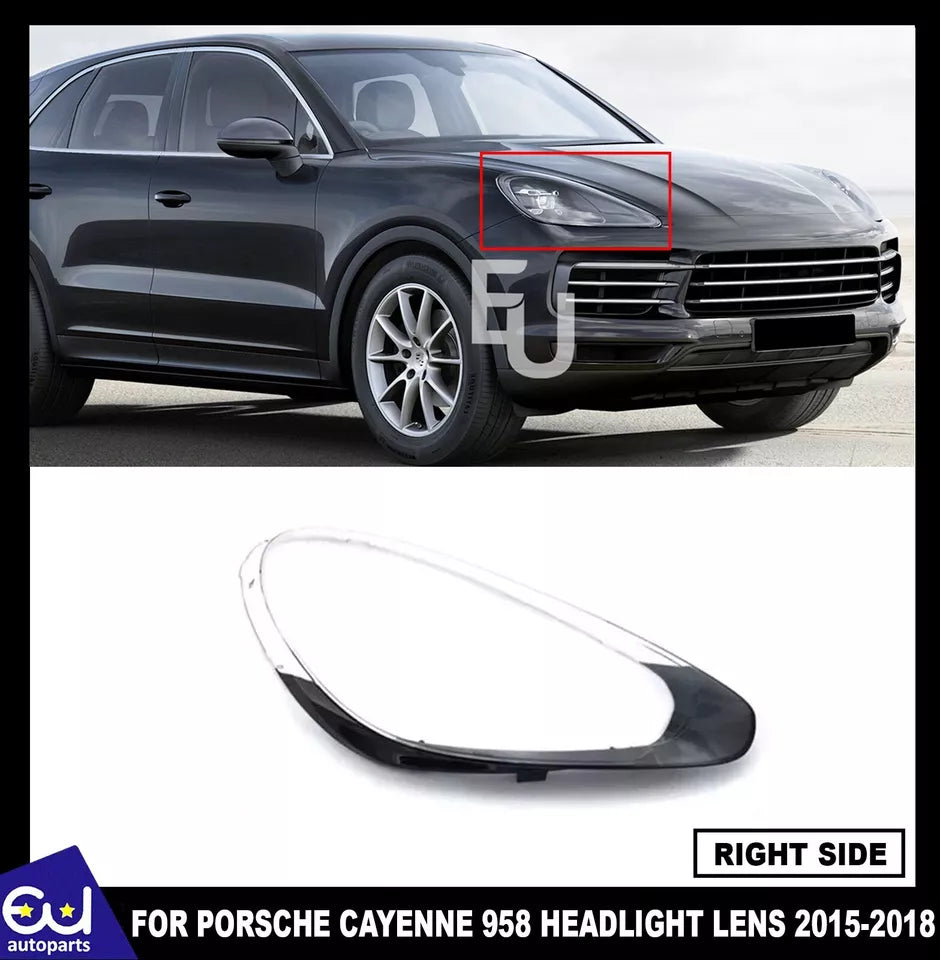 RIGHT DRIVER SIDE HEADLIGHT LAMP LENS COVER FOR PORSCHE CAYENNE 958 2015-2018