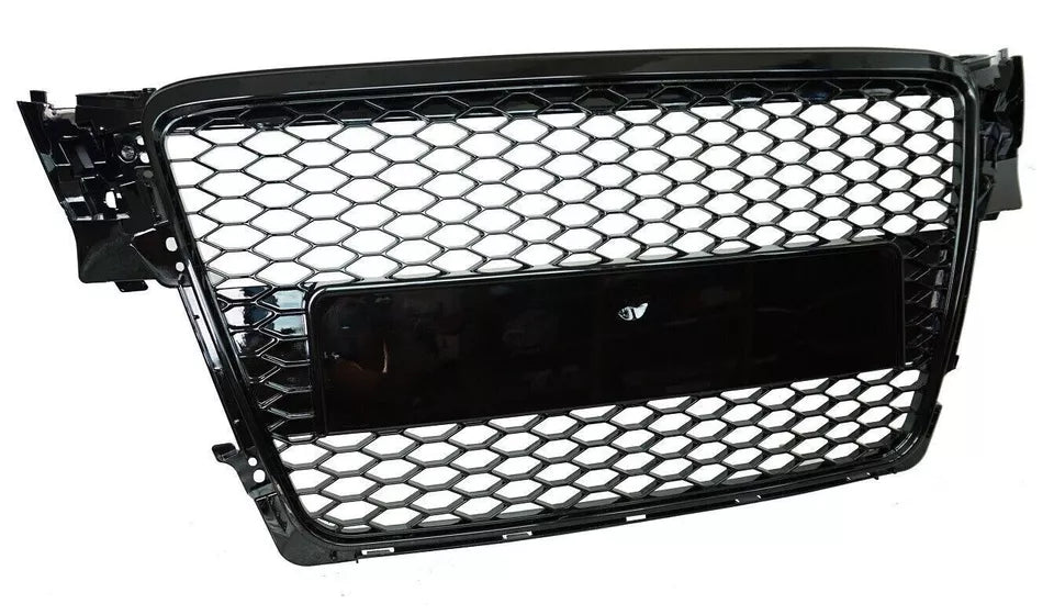 FOR AUDI A4 S4 B8 08-12 RS STYLE GLOSS BADGELE HONEYCOMB RADIATOR BUMPER GRILLE