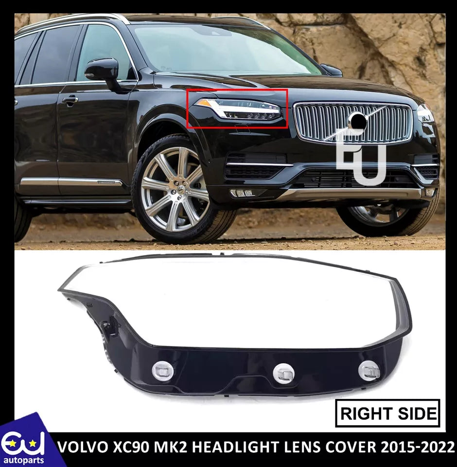 FRONT HEADLIGHT LAMP LENS COVER FOR VOLVO XC90 MK2 RIGHT DRIVER SIDE 15-2022