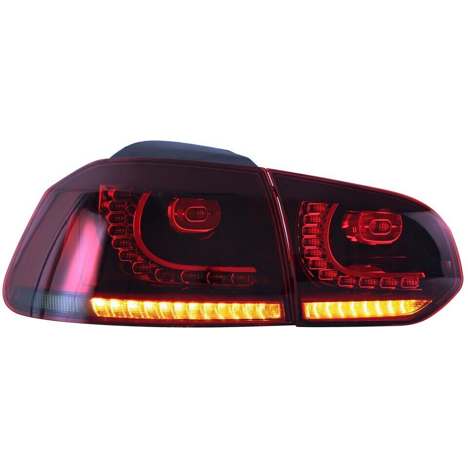 PAIR RIGHT LEFT LED TAIL LIGHTS LAMP FOR VW GOLF MK6 GTI R 08-13 RED SMOKED REAR