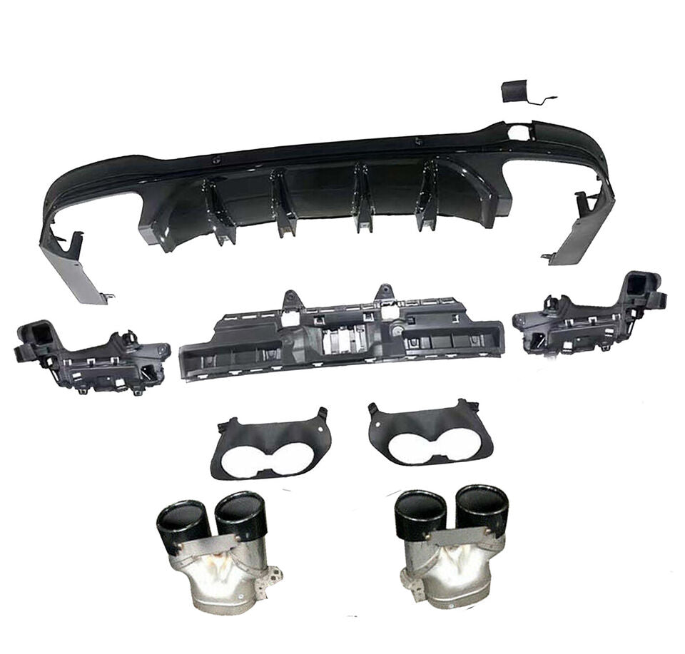 FOR MERCEDES GLC X253 SUV AMG GLC43 STYLE REAR DIFFUSER & BLACK TAILPIPES 2016+