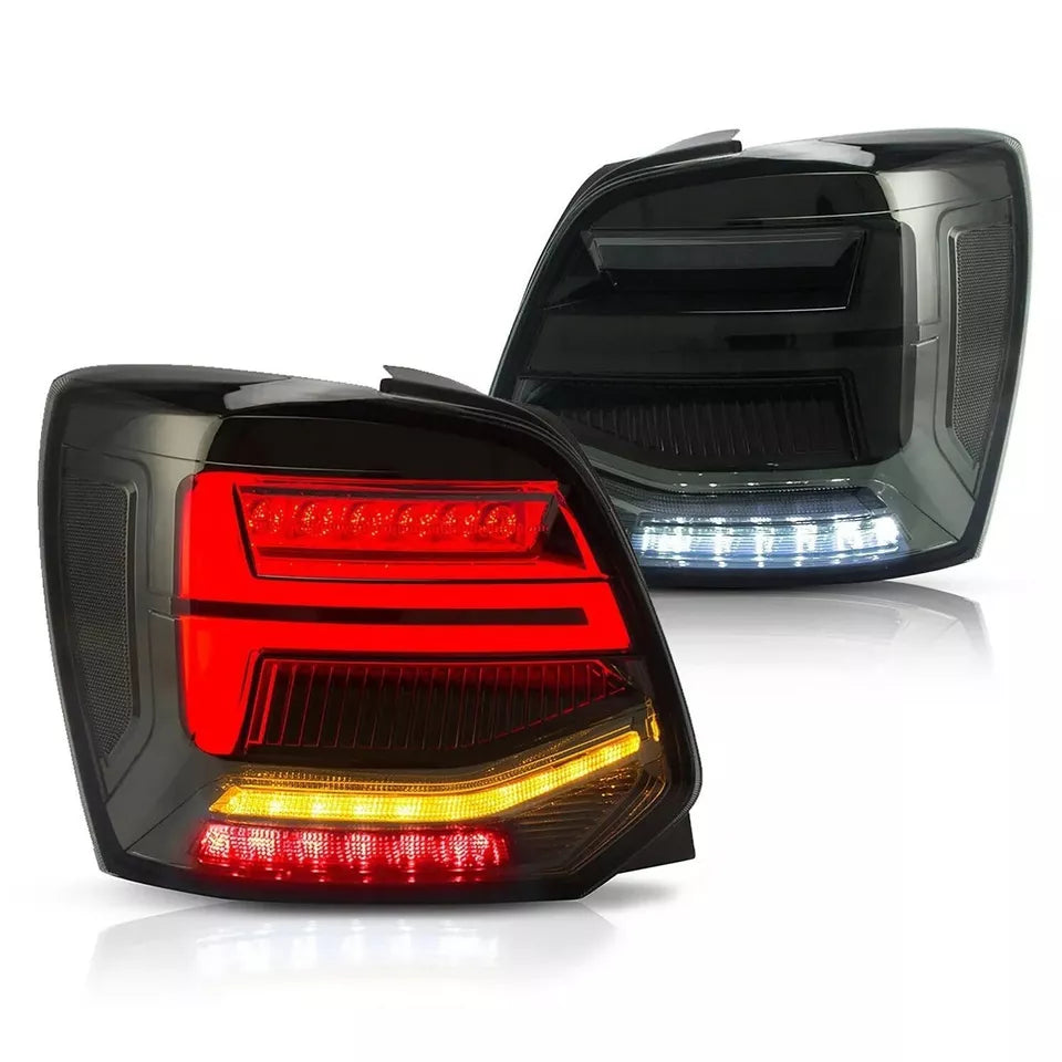 FULL SMOKED LED REAR TAIL LIGHTS BRAKE LAMP W/SEQUENTIAL FOR VW POLO 2011-2017