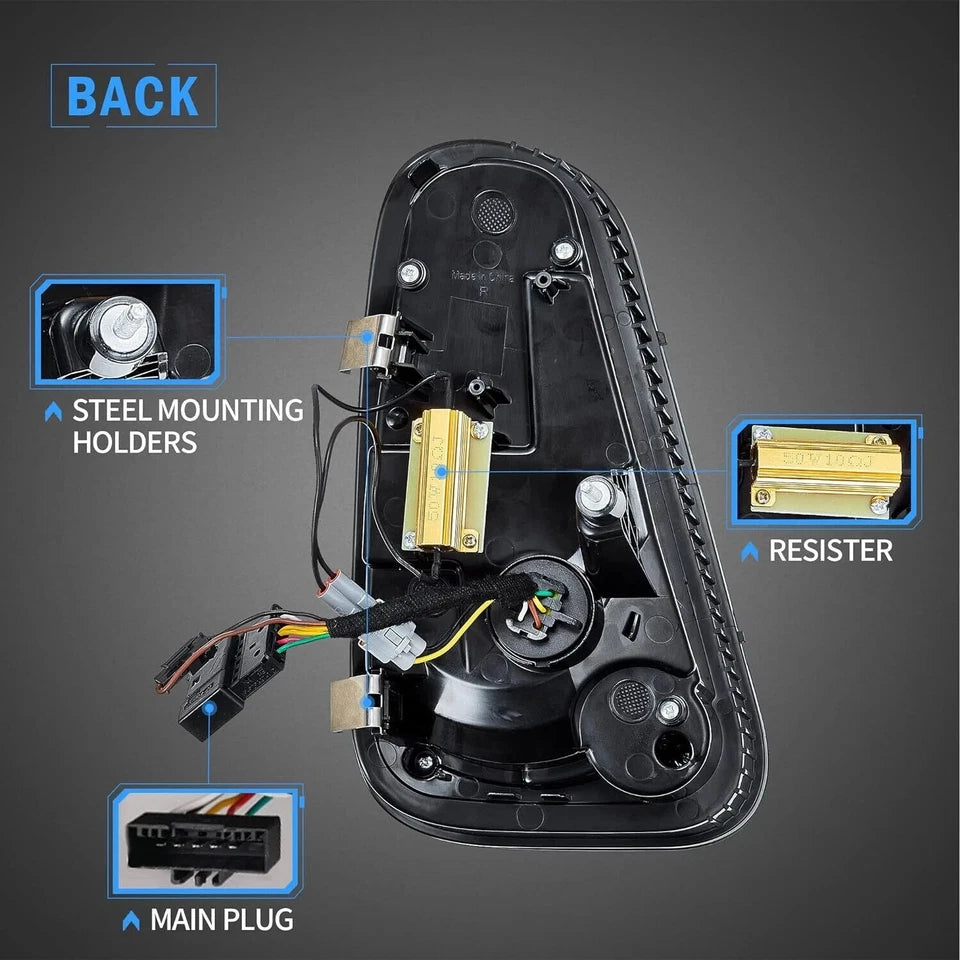 FOR MINI COOPER R50 R52 R53 CLEAR LED REAR LIGHTS BLACK HOUSING TAILLAMP 2001-06
