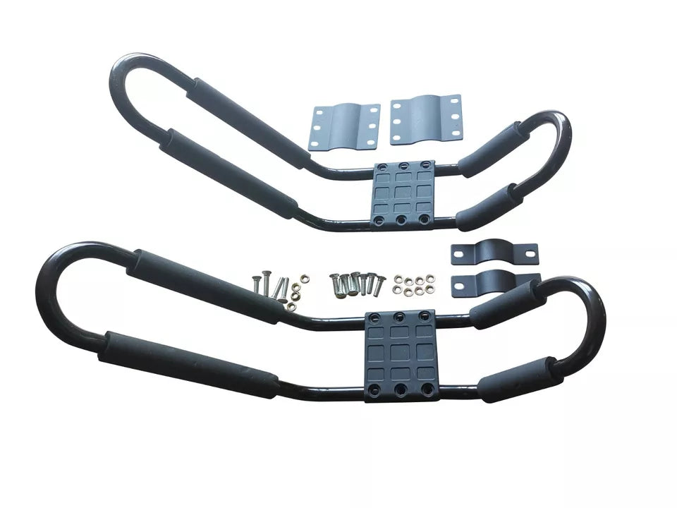 2X UNIVERSAL CAR TOP ROOF RACK J-BAR CARRIER W/ STRAP FOR KAYAK CANOE HEAVY DUTY