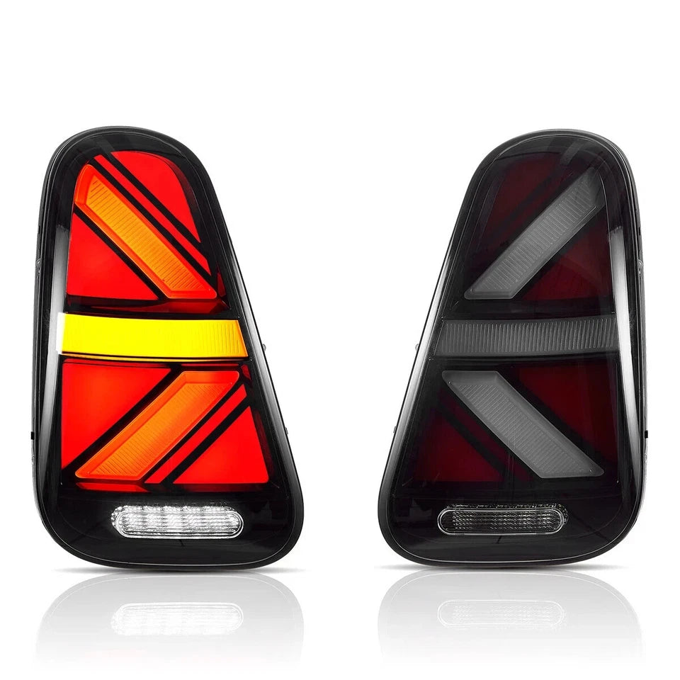 FOR MINI COOPER R50 R52 R53 CLEAR LED REAR LIGHTS BLACK HOUSING TAILLAMP 2001-06