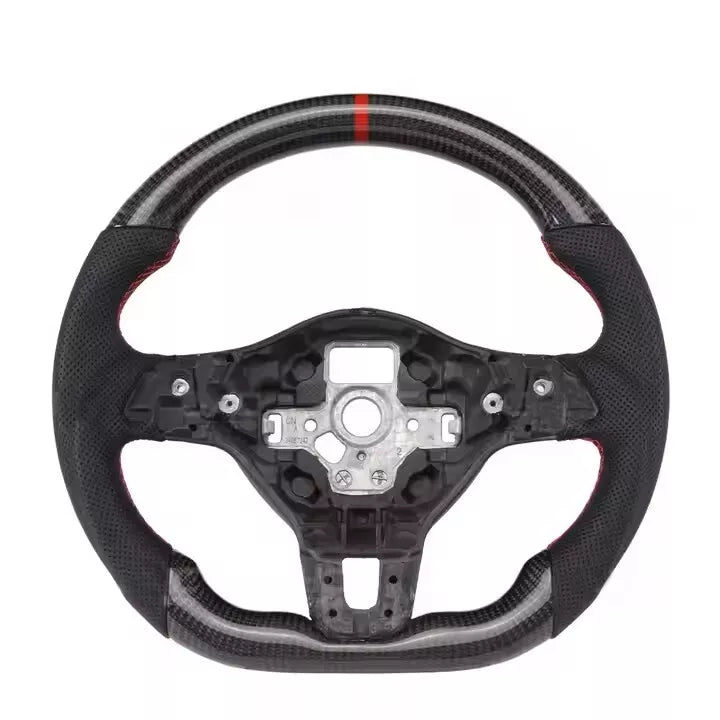 FOR VW GOLF VI MK6 GTI GTD R SCIROCCO JETTA CARBON FIBER LEATHER STEERING WHEEL