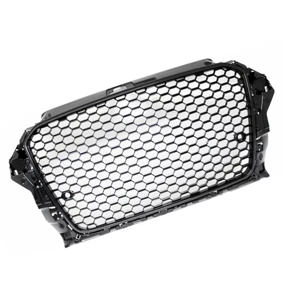 FOR AUDI A3 S3 8V 13-2015 RS STYLE GRILLE GLOSS BLACK HONEYCOMB RADIATOR BUMPER