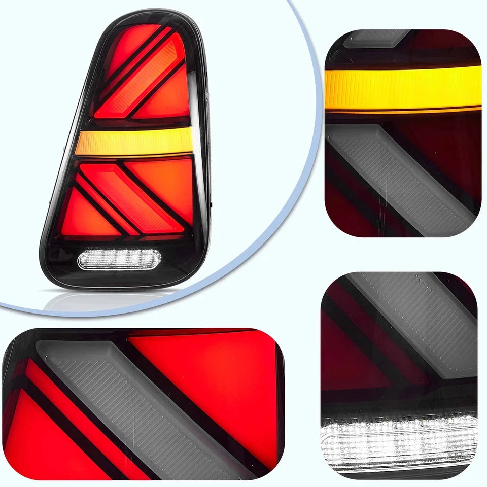 FOR MINI COOPER R50 R52 R53 CLEAR LED REAR LIGHTS BLACK HOUSING TAILLAMP 2001-06
