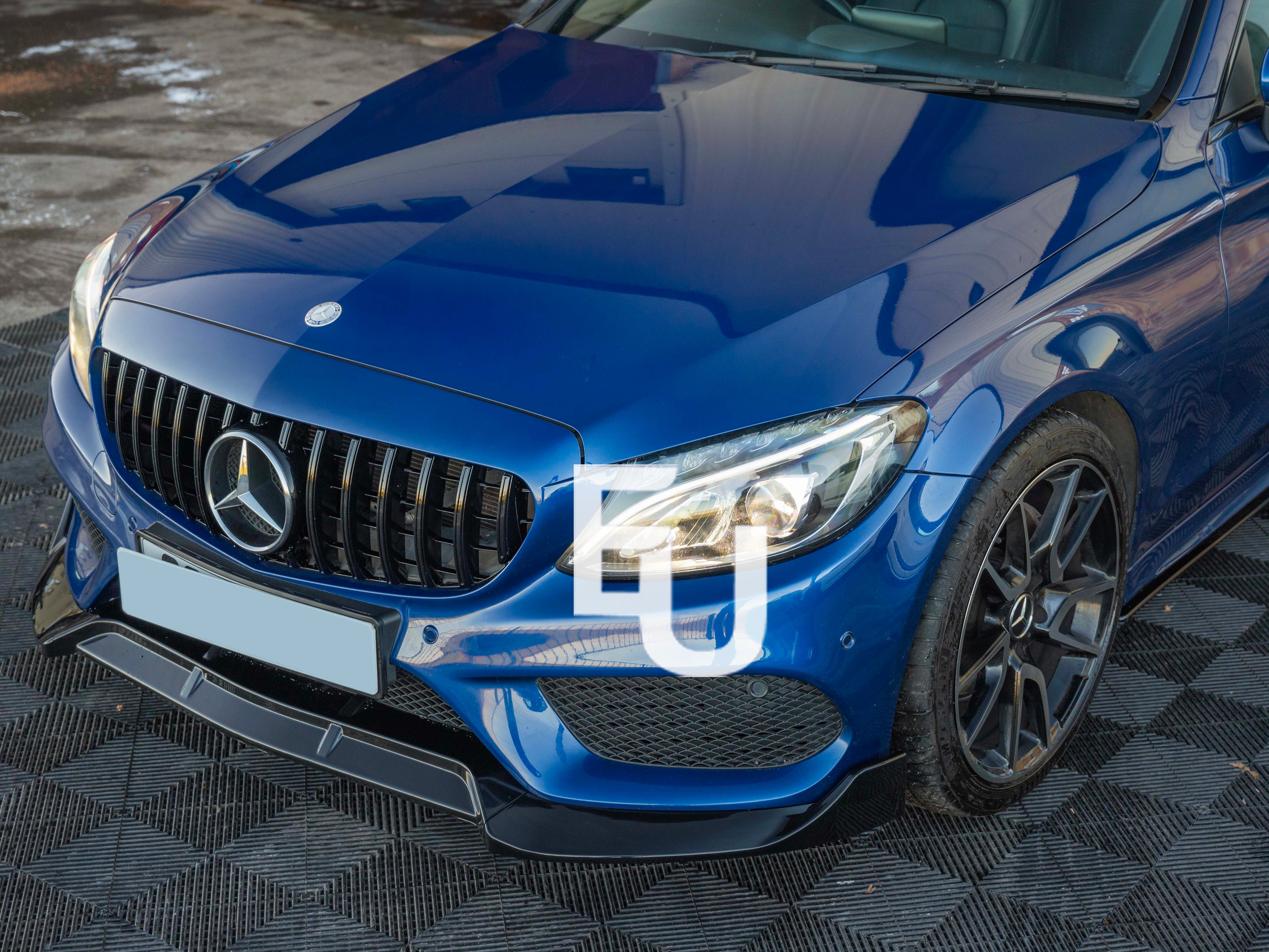 GLOSS BLACK FRONT LIP SPLITTER SPOILER FOR MERCEDES C CLASS W205 C205 AMG 2014+