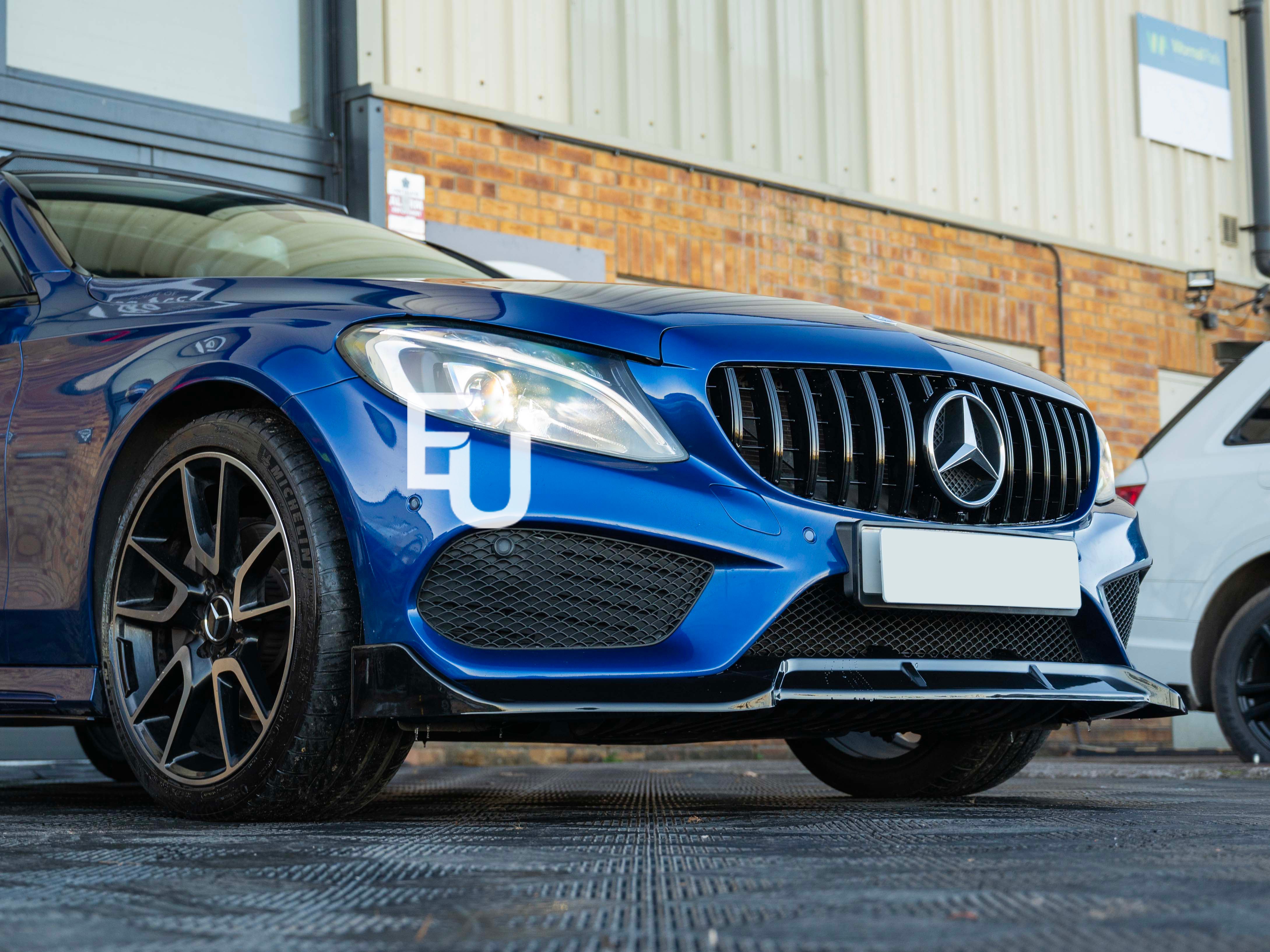 GLOSS BLACK FRONT LIP SPLITTER SPOILER FOR MERCEDES C CLASS W205 C205 AMG 2014+