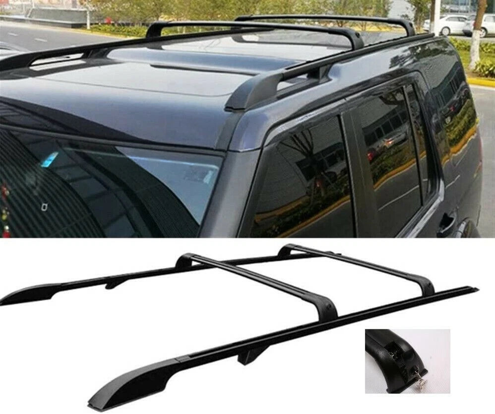 FOR LAND ROVER DISCOVERY 3 & 4 FULL BLACK RACK ROOF RAILS CROSS BARS ANTI THEFT